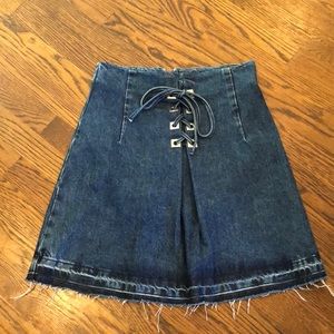 Sandro Eunice lace up blue denim skirt sz 2/M